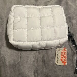 Free People FP Movement Quilted Mini Case Zip Up Puffy White Ivory NWT